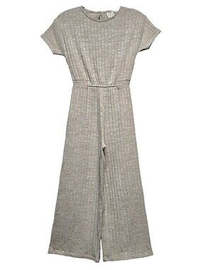 Zara Kids Beige Ribbed Short-Sleeve Jumpsuit, Size 10 ~ VGUC